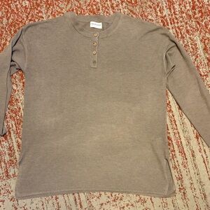 First Love Taupe Button-Up Sweater
